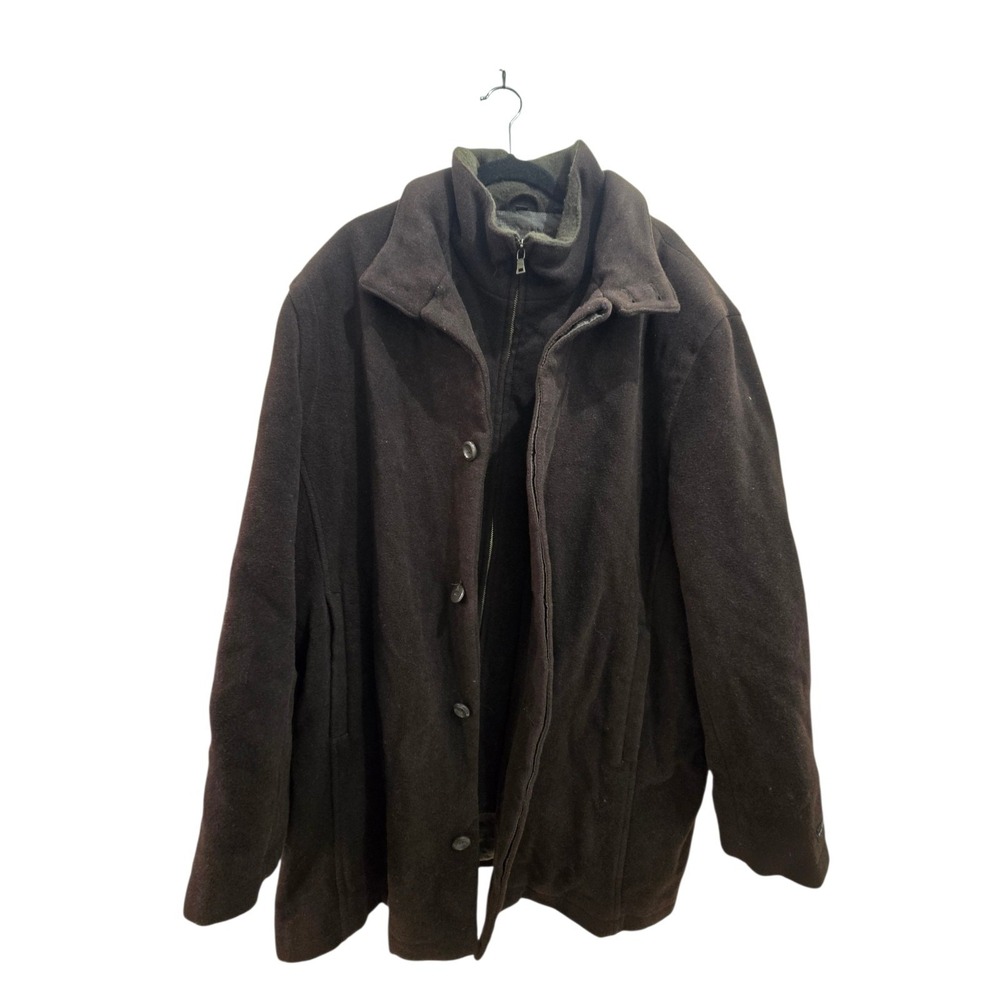 Alfani Men's Wool Cashmere Blend Full Zip Button Front Coat‎ Brown XL Fall '09